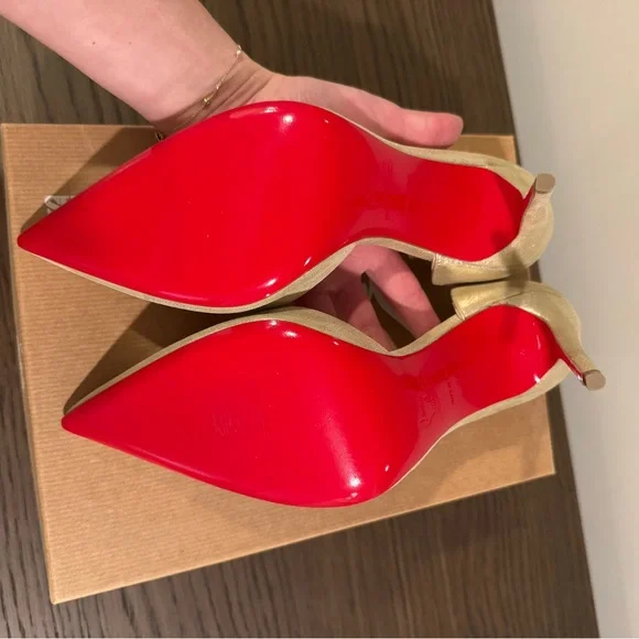 Christian Louboutin Iriza Metallic Gold d’Orsay Pumps - Picture 4 of 6
